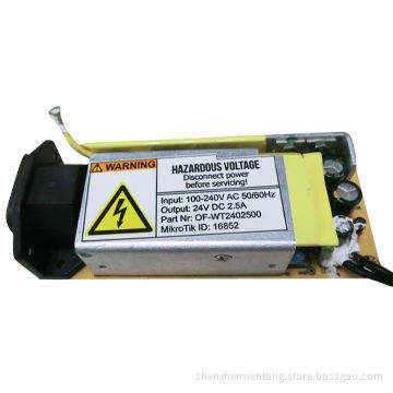 60W Switching Mode Open Frame Power Supply with 100-240V AC, 50/60Hz Input, 24V DC, 2.5A Output